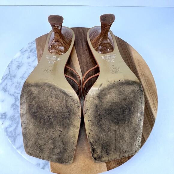 H&M Monogram Vegan Leather Kitten Heel Square Toe SANDALS EU41 INSTAGRAM - Picture 8 of 10